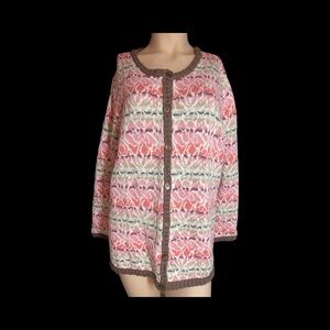 Appleseed's Limited Edition Multicolor Patterned Cotton Cardigan, 1X ( 348)
